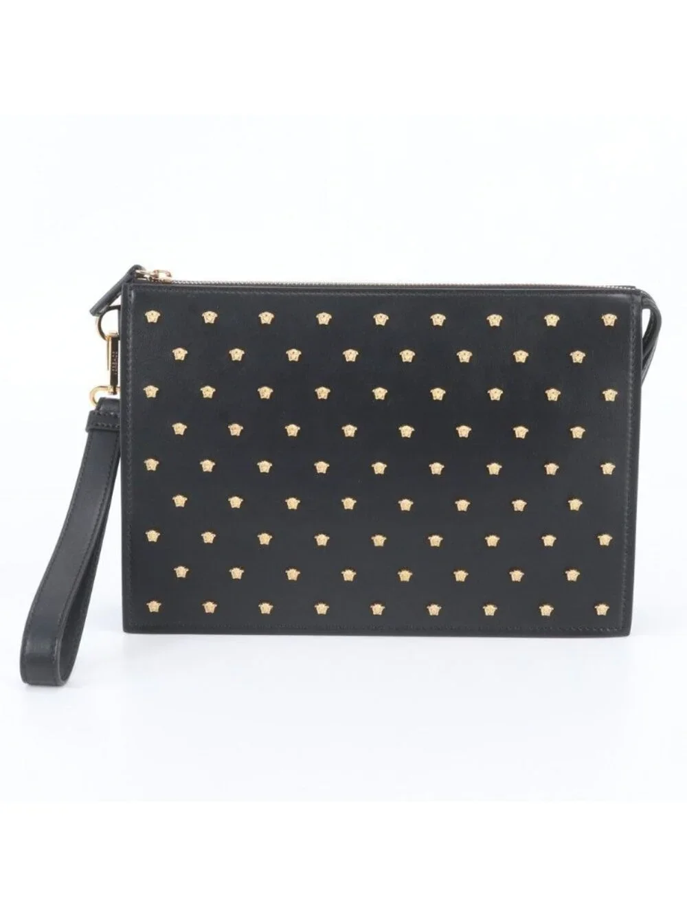 Versace Medusa Studs Leather Clutch Pouch Business